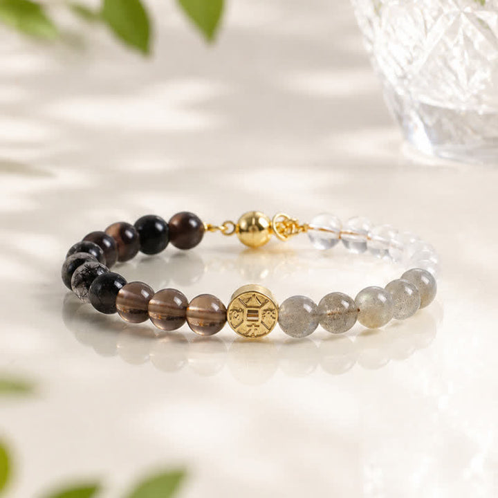 Buddha Stones Tiger Eye Natural Stone Fu Character Copper Coins Happiness Bracelet - image 10