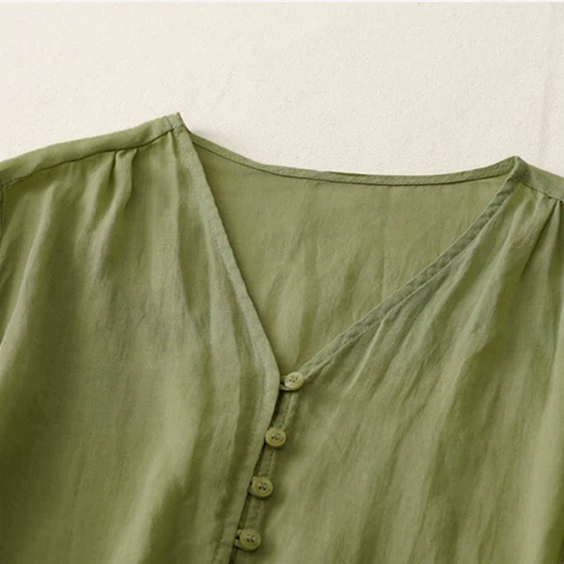 Buddha Stones Embroidery Button-down Women's Shirt - image 2