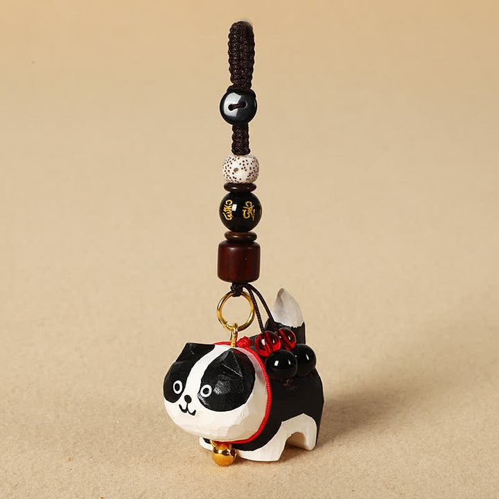 Buddha Stones Carved Wood Dog Om Mani Padme Hum Peace Keychains - Om Mani Padme Hum Border Collie - image 12