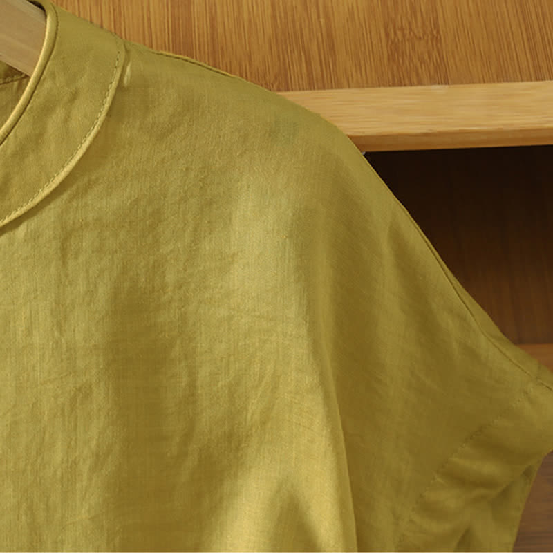 Buddha Stones Summer Tang Style Casual Frog Button Solid Tank Top Women's Sleeveless Shirts - image 5