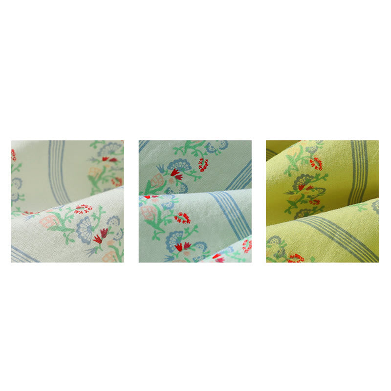 Buddha Stones Summer Casual Elegant Button-Up Floral Striped Crew Neck Women's Short Sleeve Shirts - image 28