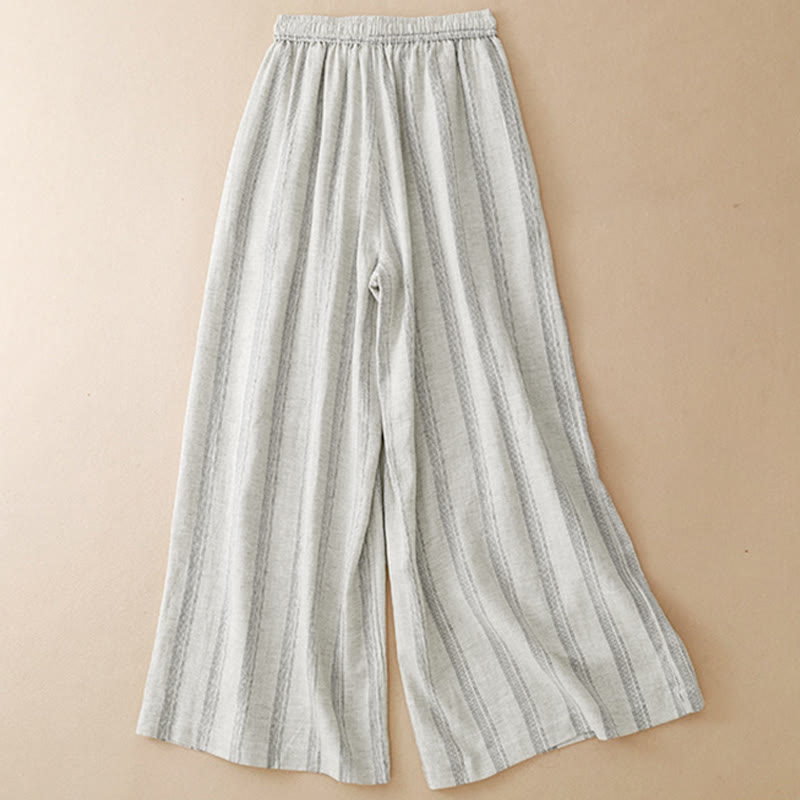 Buddha Stones Summer Casual Minimalist Drawstring Striped Long Pants Women's Wide Leg Pants With Pocket - image 9