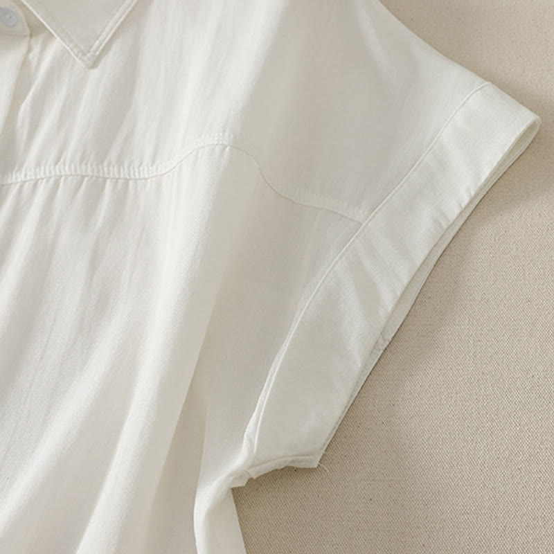 Buddha Stones Summer Casual Minimalist Button-Up Solid Women's Short Sleeve Shirts - image 8