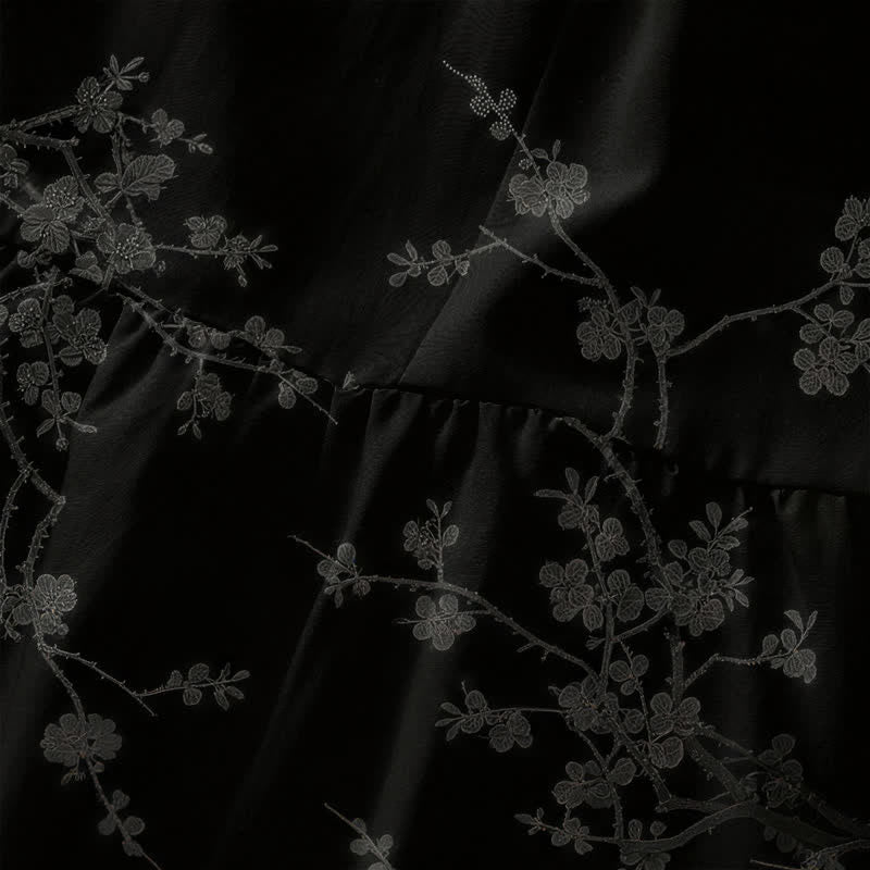 Buddha Stones Summer Casual Vintage Floral Branches Pattern Women's Summer Sleeveless Midi Dress With Pockets - image 1