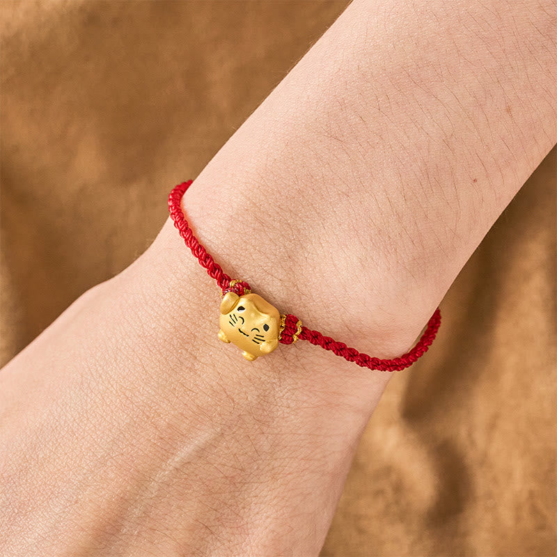 Buddha Stones Red String Copper Lucky Cat Protection Energy Bracelet - image 4