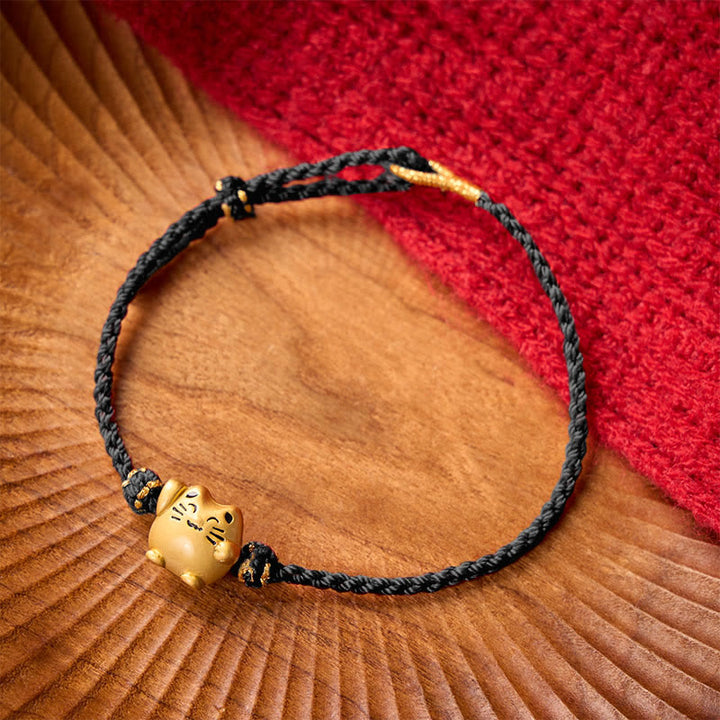 Buddha Stones Red String Copper Lucky Cat Protection Energy Bracelet - image 13