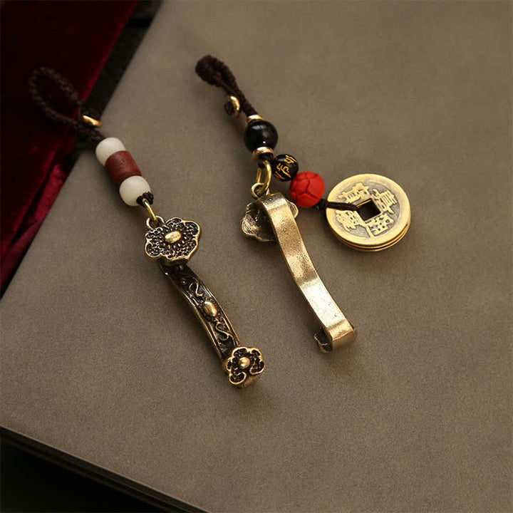 Buddha Stones Copper Pi Xiu Chinese Coin Ruyi Lotus Wealth Keychains - image 20