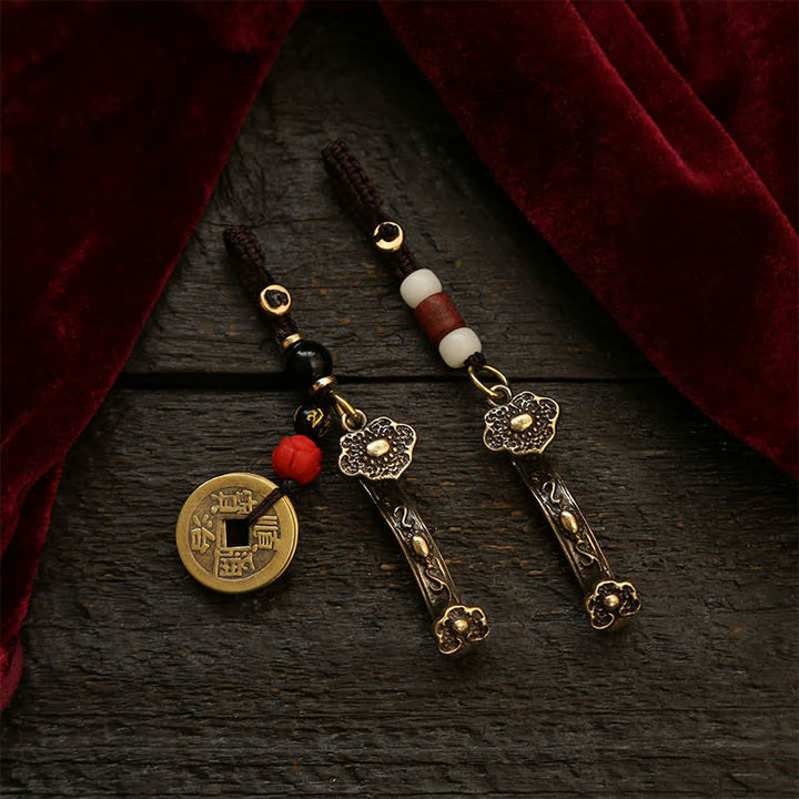 Buddha Stones Copper Pi Xiu Chinese Coin Ruyi Lotus Wealth Keychains - image 9