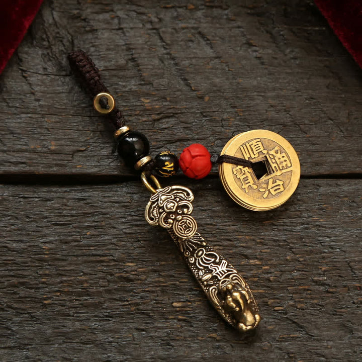 Buddha Stones Copper Pi Xiu Chinese Coin Ruyi Lotus Wealth Keychains - Coins Pi Xiu - image 23