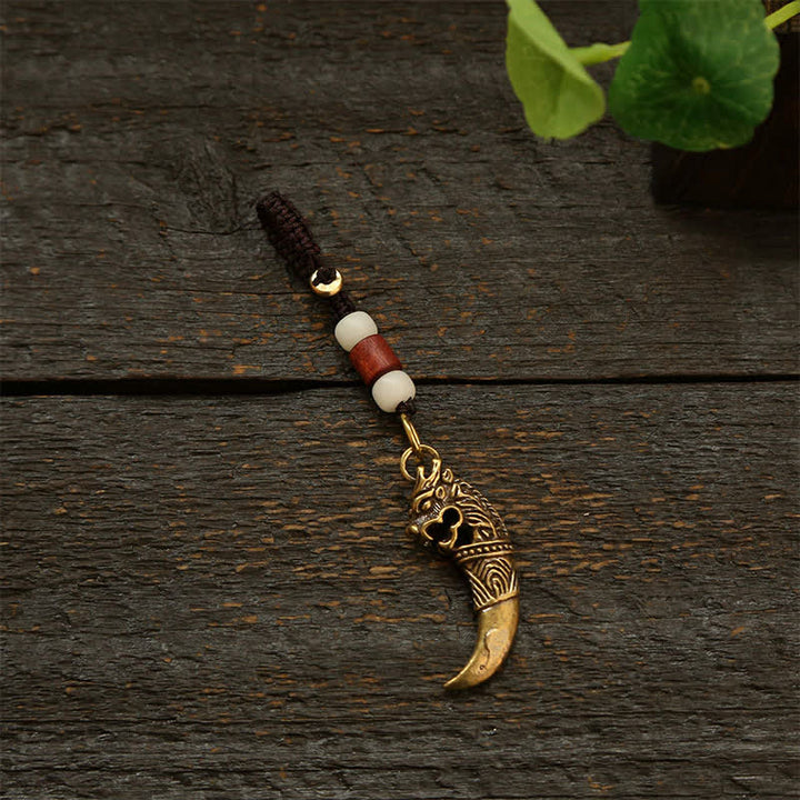 Buddha Stones Copper Pi Xiu Braided Five Emperor Coins Gourd Wealth Keychains - White Bead Cord - image 10