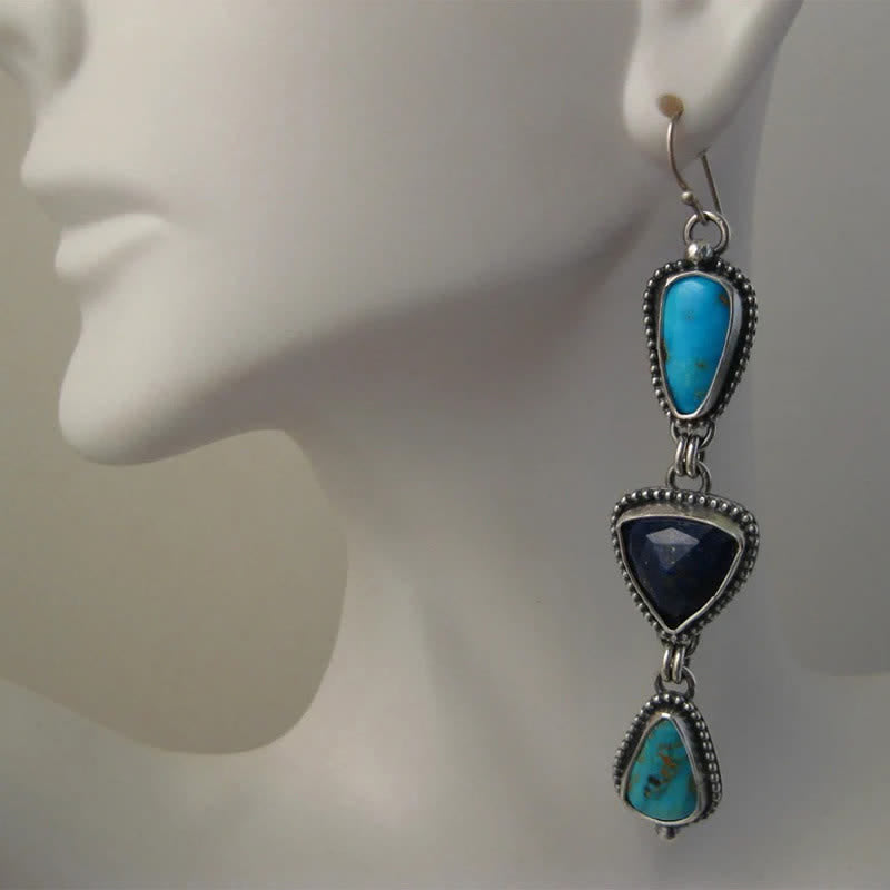 Buddha Stones Turquoise Geometric Bohemian Protection Drop Earrings - image 7