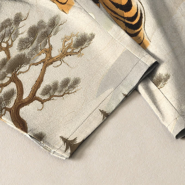 Buddha Stones Pure Cotton Tiger Dragon Landscape Pattern Drawstring Men's Tapered Pants With Pockets - image 5