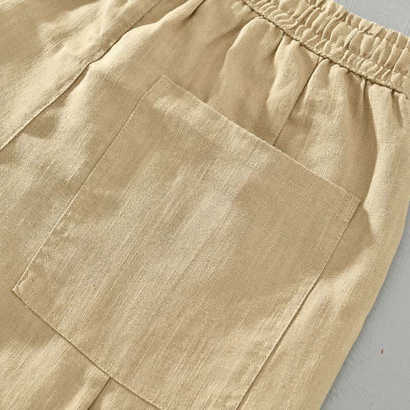 Buddha Stones Spring Summer Casual Minimalist Drawstring Solid Ankle Pants Men's Tapered Pants With Pockets - image 8