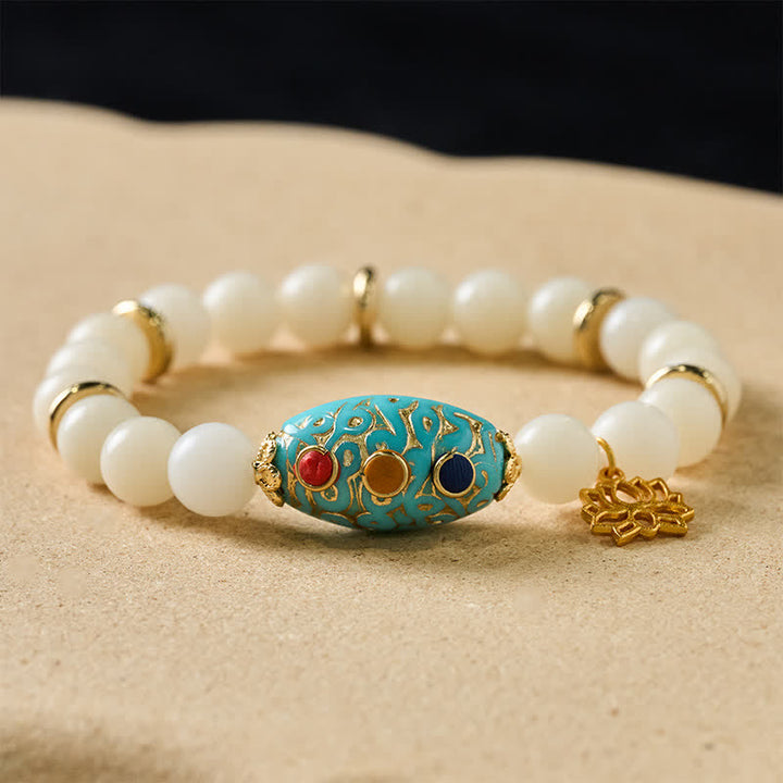 Buddha Stones Bodhi Seed Turquoise Lotus Enlightenment Bracelet - image 3