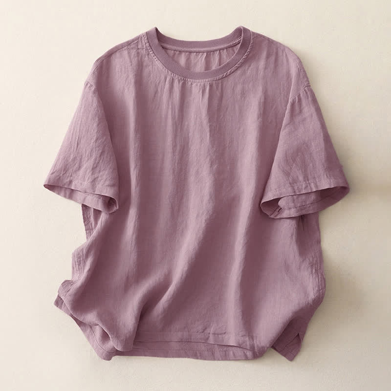 Buddha Stones Plain Threaded Crew Neck Design Women's Short Sleeves Shirt - Thistle - US14，UK/AU18，EU46 (2XL) - image 20