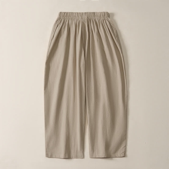 Buddha Stones Summer Casual Drawstring Solid Cropped Pants Men's Harem Pants With Pockets - image 13