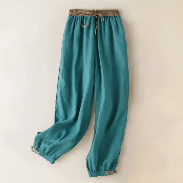 Buddha Stones Plain Cotton Drawstring Women's Harem Pants With Pockets - MediumTurquoise - US16，UK/AU20，EU48 (3XL) - image 8