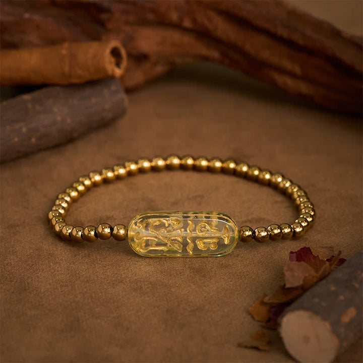 Buddha Stones Titanium Steel Liuli Om Mani Padme Hum Stimulation Bracelet - Green - image 13