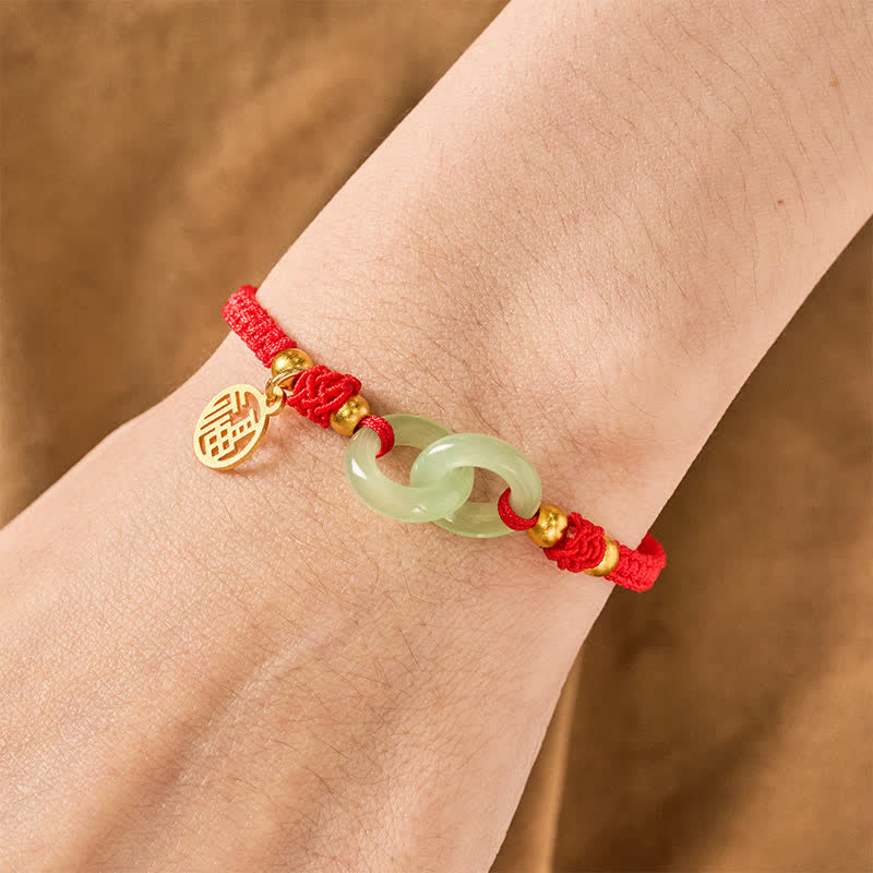 Buddha Stones Copper Liuli Fu Character Luck Red String Bracelet - image 4