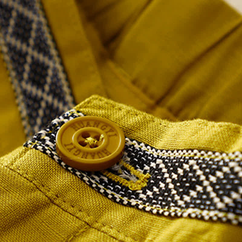 Buddha Stones Solid Color Front Button Back Elastic Women's Pants With Pockets - image 13