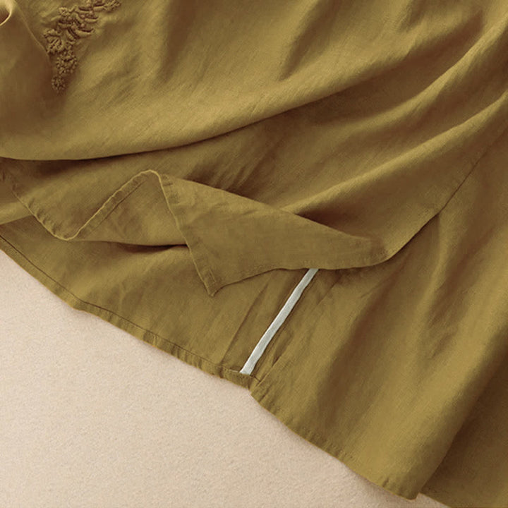 Buddha Stones Vintage Solid Embroidery Drawstring Women's Skirt With Pockets - image 25