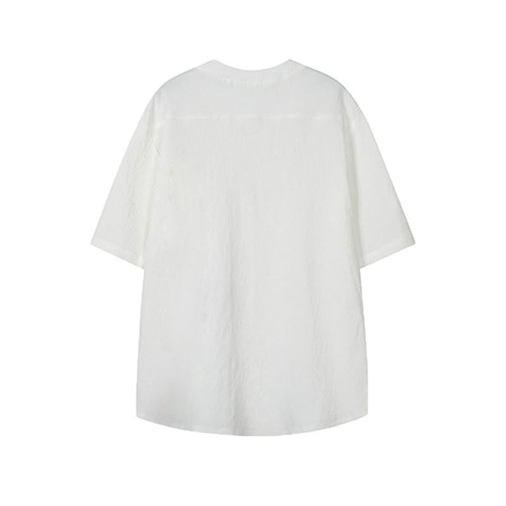 Buddha Stones Summer Tang Style Casual Mandarin Collar Embroidery Crane Men's Short Sleeve Shirts - image 4