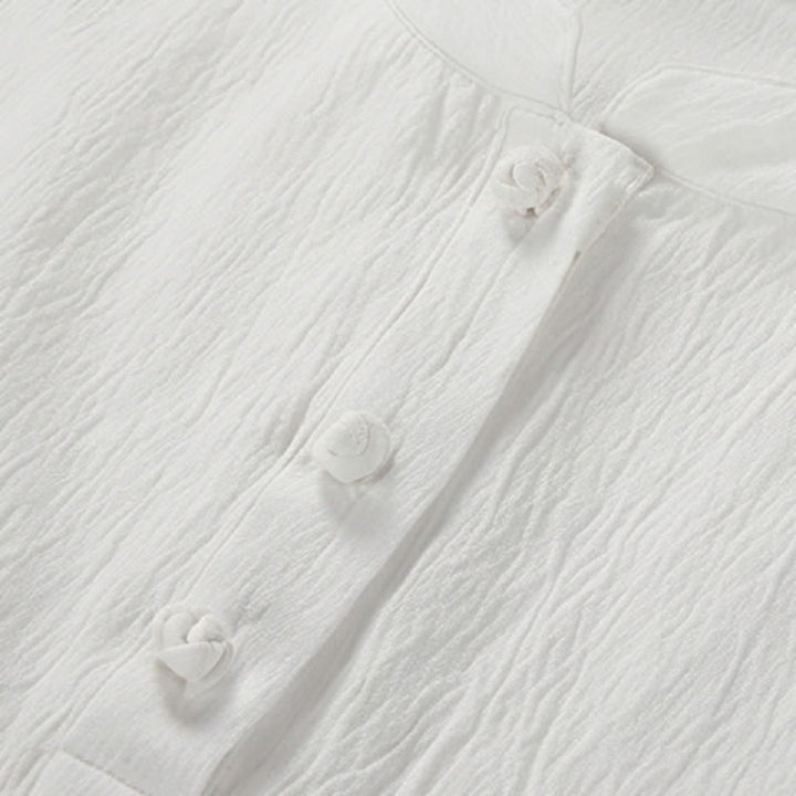 Buddha Stones Summer Tang Style Casual Mandarin Collar Embroidery Crane Men's Short Sleeve Shirts - image 7