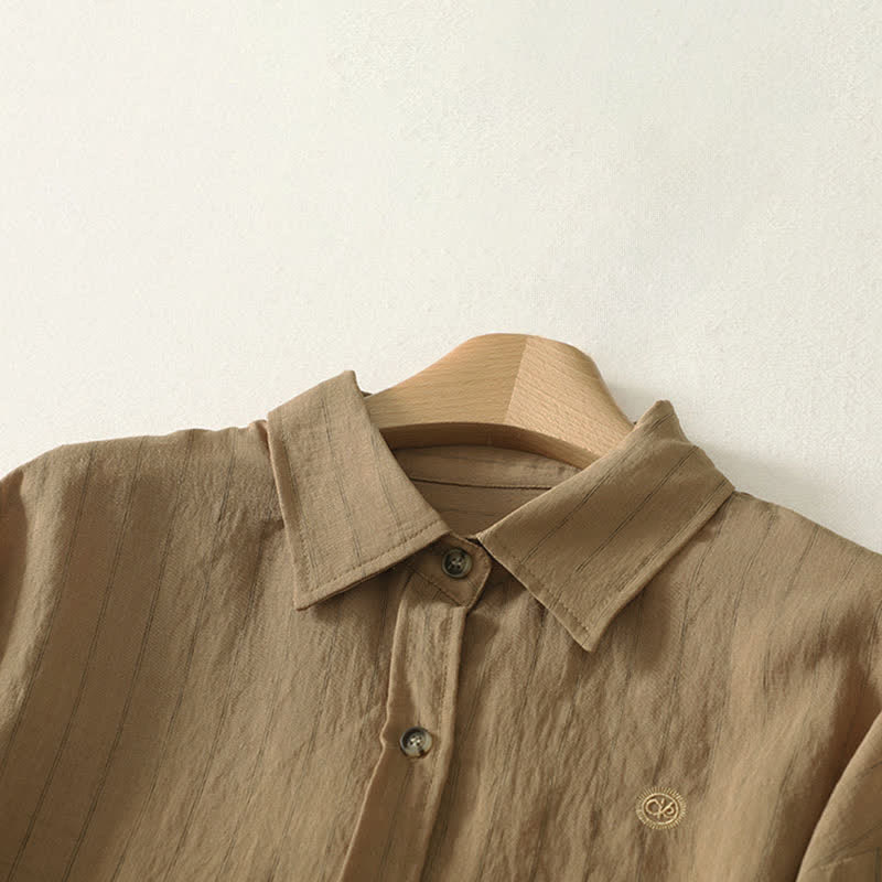 Buddha Stones Summer Casual Minimalist Button-Up Solid Women's Long Sleeve Shirts - image 1
