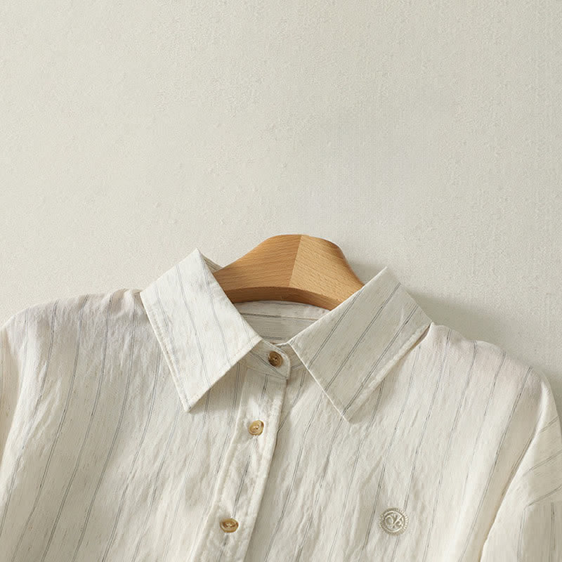 Buddha Stones Summer Casual Minimalist Button-Up Solid Women's Long Sleeve Shirts - image 2