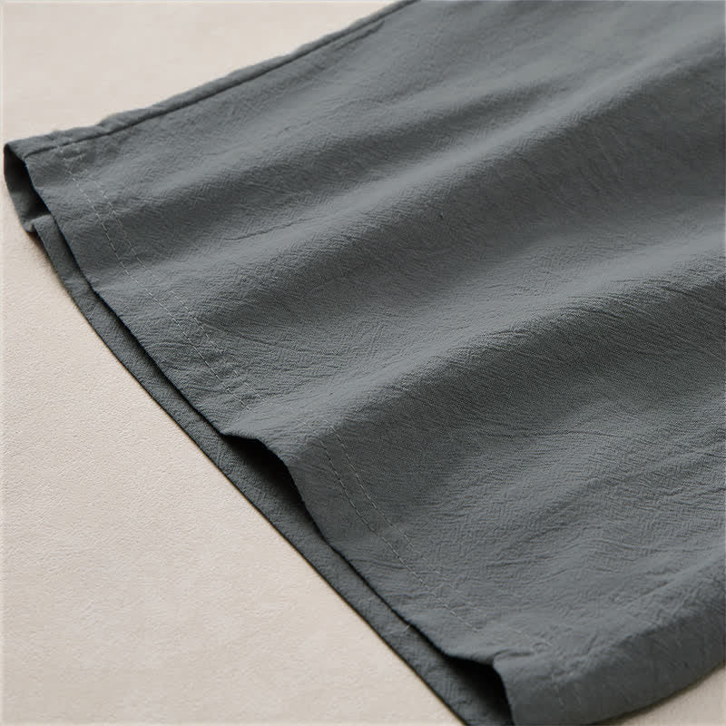 Buddha Stones Summer Casual Drawstring Solid Cotton Men's Shorts With Pockets - image 12