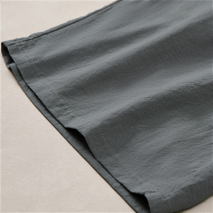 Buddha Stones Summer Casual Drawstring Solid Cotton Men's Shorts With Pockets - image 12