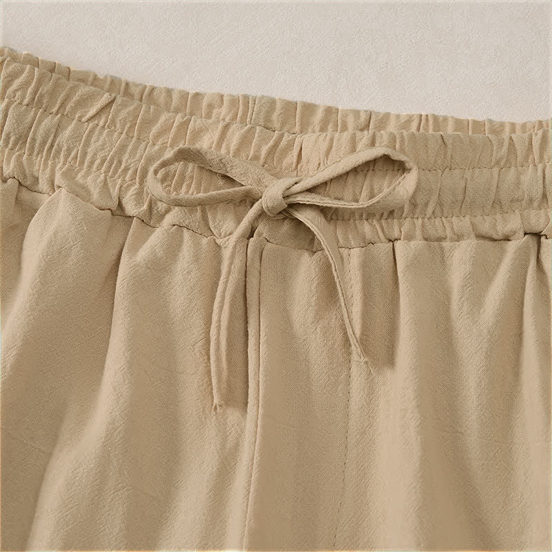 Buddha Stones Summer Casual Drawstring Solid Cotton Men's Shorts With Pockets - image 19