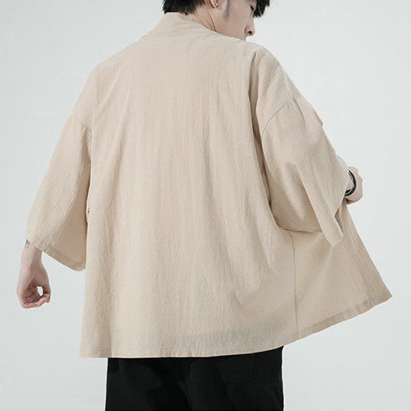 Buddha Stones Summer Casual Minimalist Solid Men's Kimonos - image 8