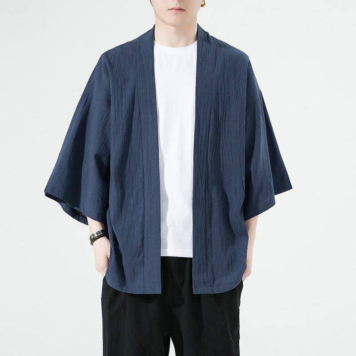 Buddha Stones Summer Casual Minimalist Solid Men's Kimonos - DarkSlateBlue - US/UK/AU46, EU56 (5XL) - image 3