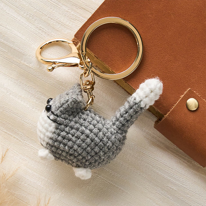 Buddha Stones Handmade Crochet Cute Cat Bag Charm Softness Keychains - image 6