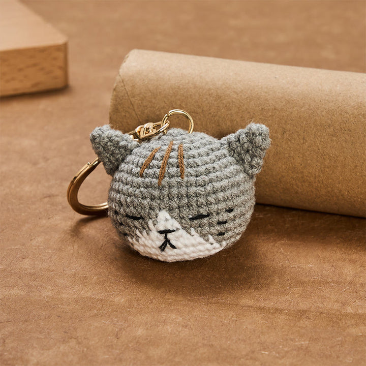 Buddha Stones Hand-Woven Crochet Cute Cat Head Bag Harmony Keychains - image 6