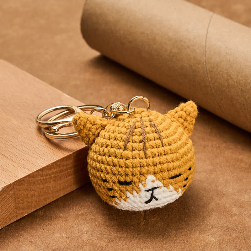 Buddha Stones Hand-Woven Crochet Cute Cat Head Bag Harmony Keychains - image 1