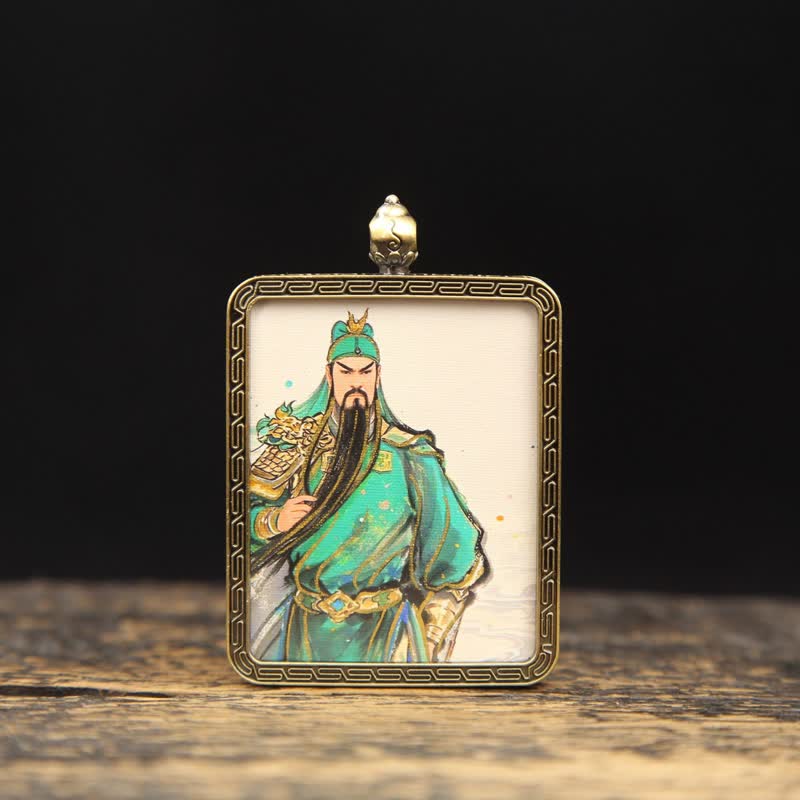 Buddha Stones Copper Lord Guan Protection Braided Tassel Thangka Necklace - image 6