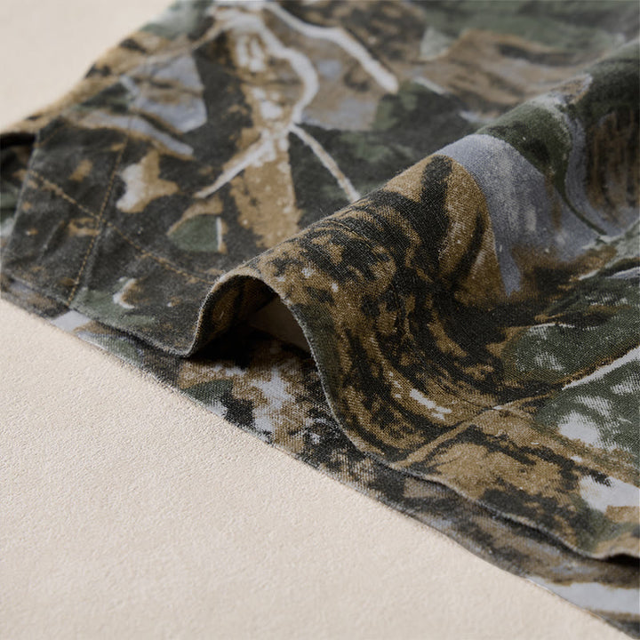 Buddha Stones Summer Casual Athletic Drawstring Camouflage Leaves Cotton Ramie Men's Shorts With Pockets - image 7