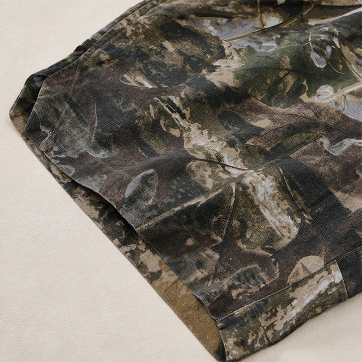 Buddha Stones Summer Casual Athletic Drawstring Camouflage Leaves Cotton Ramie Men's Shorts With Pockets - image 6