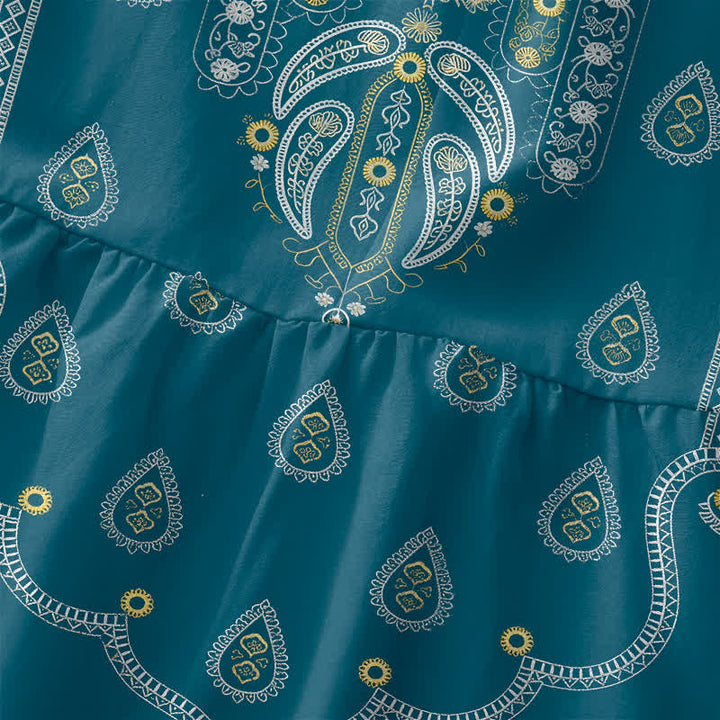 Buddha Stones Summer Casual Boho Paisley Medallion Pattern Women's Summer Sleeveless Midi Dress With Pockets - image 1