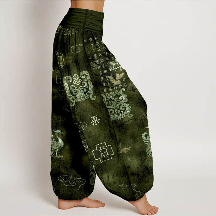 Buddha Stones Cotton Phoenix Cloud Pattern Women's Elastic Waist Harem Pants - image 6