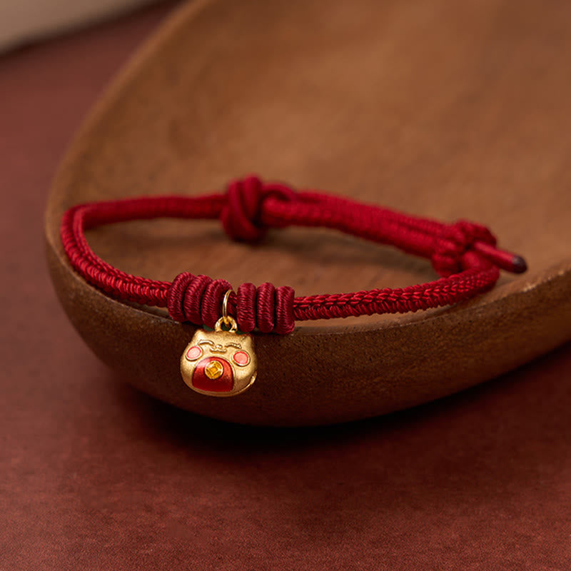 Buddha Stones Gold Plated 925 Sterling Silver Cat Red String Protection Bracelet - image 11