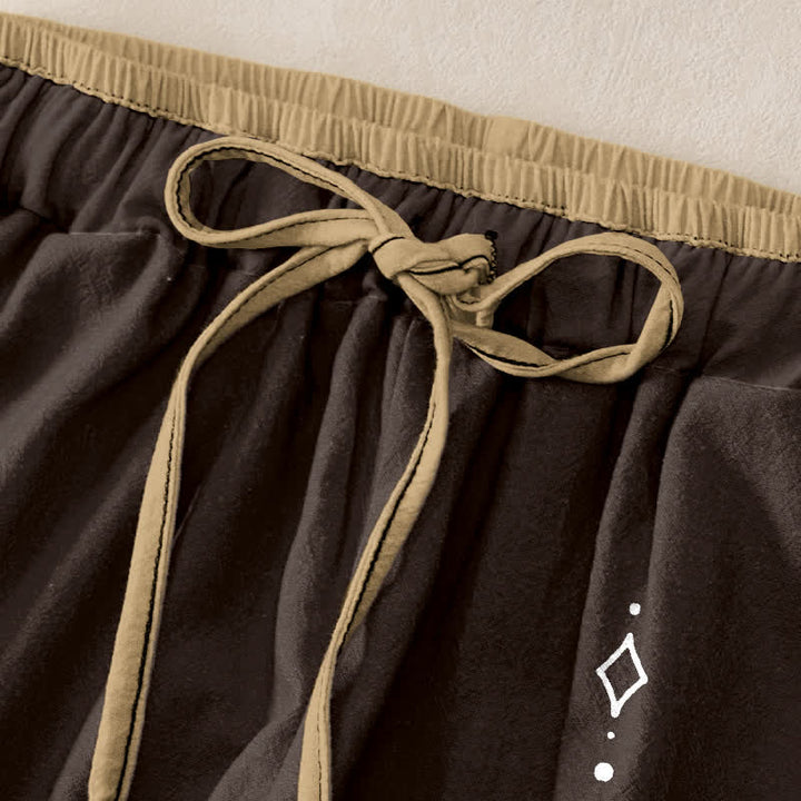 Buddha Stones Pure Cotton Zen Lotus Om Pattern Women's Elastic Waist Pants With Pockets - image 5