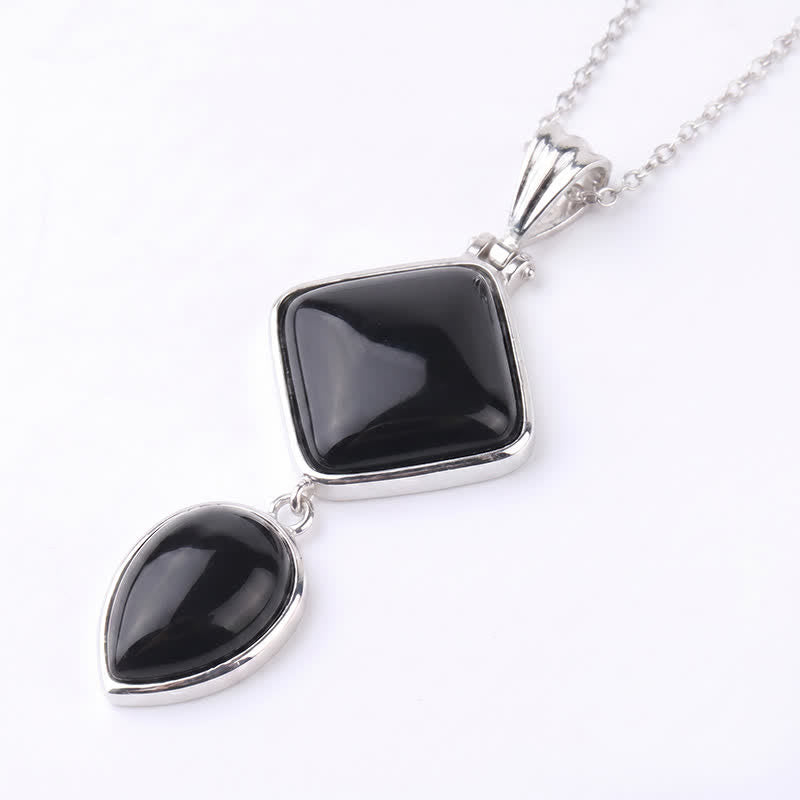 Buddha Stones Natural Stone Opal Double Pendant Calm Necklace - Black Onyx - image 22