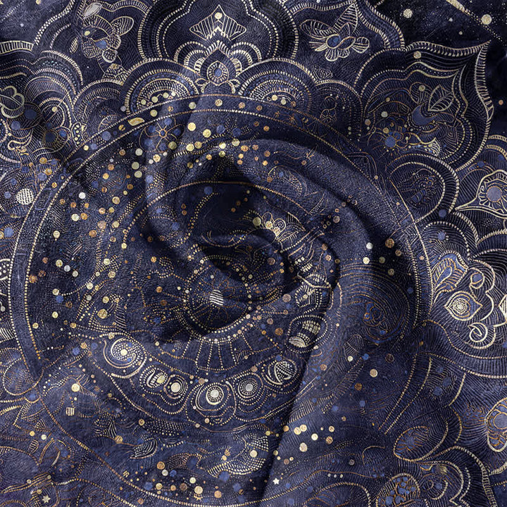 Buddha Stones Cotton Golden Mandala Galaxy Pattern Men's Short Sleeve Half Button Shirt - image 4