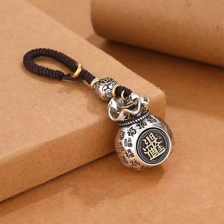 Buddha Stones Copper Fu Character Moneybag Blessing Keychains - image 1