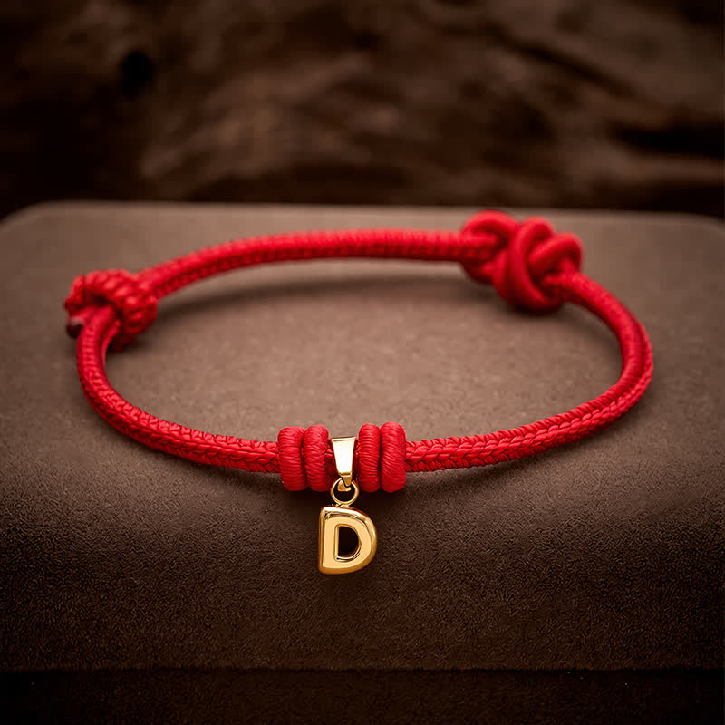 Buddha Stones Titanium Steel Letter Red String Faith Bracelet - image 23