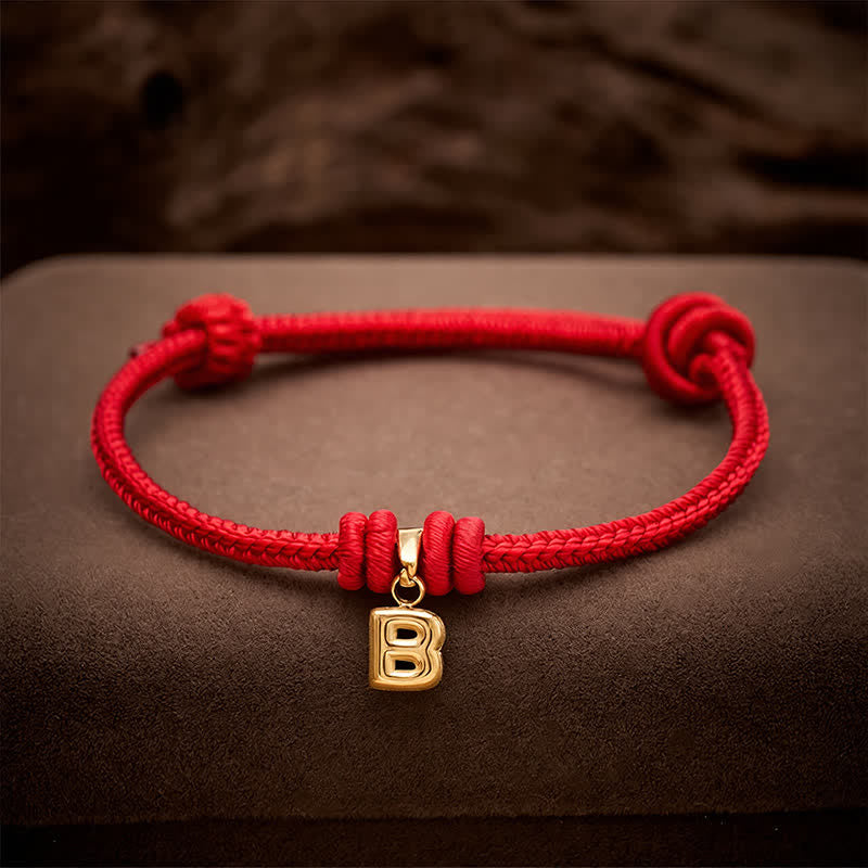 Buddha Stones Titanium Steel Letter Red String Faith Bracelet - image 13