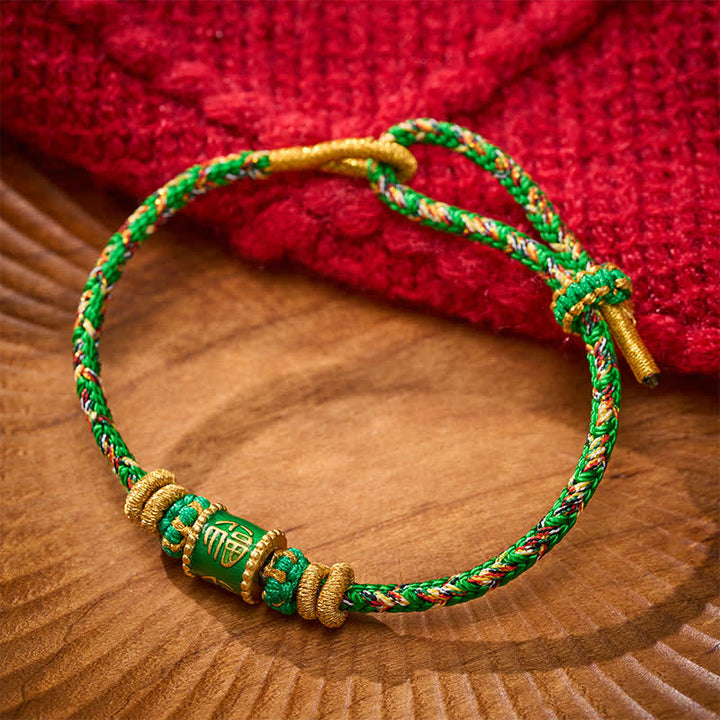 Buddha Stones Fu Character Green String Happiness Bracelet - Fu Character(Happiness ♥ Blessing) - image 0